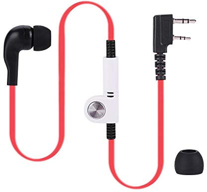 Bewinner Walkie-Talkie-Headset, 2-Pin K-Kopfhörer Ohrhörer Headset mit PTT-Mikrofon für Walkie-Talkie-Funkkopf K Geeignet für Polizeibeamte, Hotelwächter(Rot)