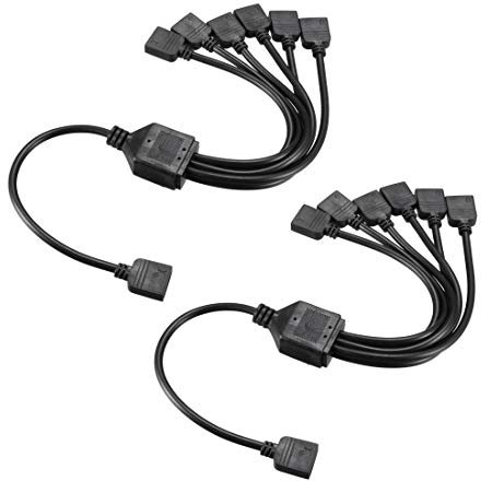 sourcing map ARGB Splitter Cable 1 Female to 6 Female 3 Pin Extension Connector Cord Wire for 5050 3528 LED Light Strips 30cm Length 2Pcs