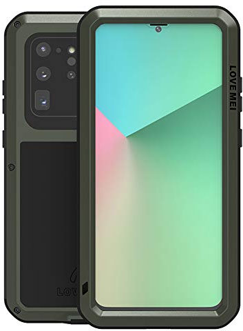 FONREST Tout Le Corps Coque pour Samsung Galaxy S20 Ultra 5G 6,9-Pouces, Love Mei Antichoc Hybride Aluminium Métal Antipoussière Housses avec Verre trempé, Supporte Le Chargement sans Fil(Noir)