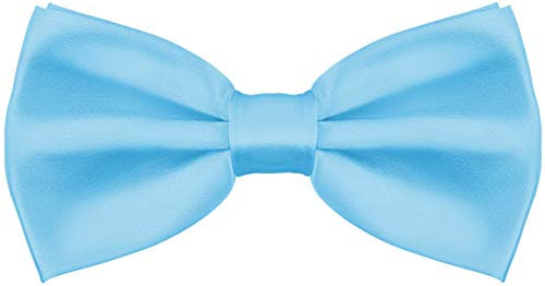 Balinco Noeud papillon ou noeud papillon en soie avec crochet - déjà noué & longueur réglable - plus de 25 couleurs au choix (bleu clair)