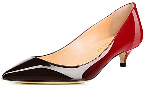 Lutalica W - Scarpe da donna con tacco a punta, in pelle verniciata, (rosso nero), 39.5 EU