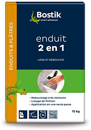Bostik 2-in-1 Glättungs- und Versiegelungsmittel, sehr robust bis zu 1 cm, Glättung, in Pulver, weiß, Beutel mit 15 kg