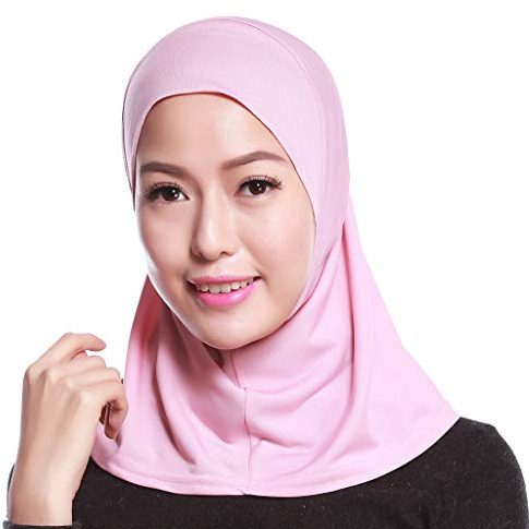 WOWOWO Damen Hijab muslimische Baumwolle Mini Hijab Kopftuch Vollfarbige Vollabdeckung Innenkappe Wickelschal Turban