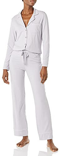 Amazon Essentials Conjunto de Pija con Camisa de Manga Larga y Pantalón Largo en Modal y Algodón Mujer, Lila, XXL