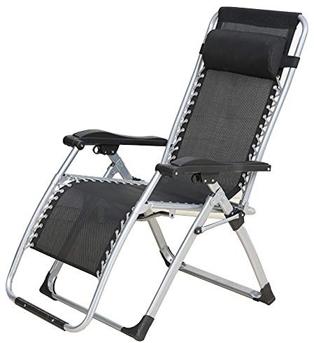 FUFU Deckchairs Liegestuhl, Klappstuhl, Siesta Chair, Büro-Mittagspause, Home Beach Chair, Freizeit, Vintage Chair, 165 * 63 * 79cm Klappbar (Color : Black)