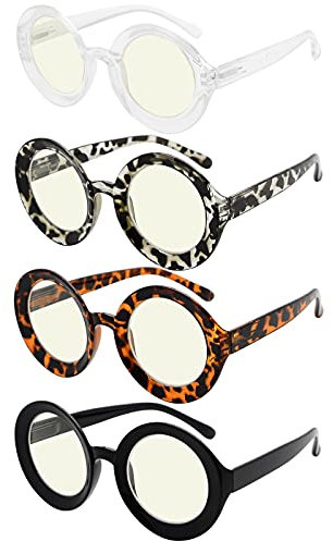 Eyekepper 4er Pack Stilvolle Blaulichtfilter Brille - Mode Runde Computerbrille für Damen