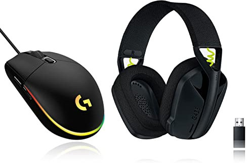Logitech G203 LIGHTSYNC Mouse Gaming con Illuminazione RGB, Nero, with G435 LIGHTSPEED Cuffie Gaming Wireless Bluetooth, Nero