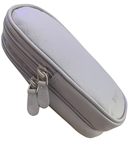 Love EMVY Custodia doppia per occhiali, unisex, in morbida pelle, Grigio chiaro, Taglia unica