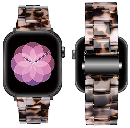 SEURE Kompatibel mit Apple Watch Armband 38mm 40mm 41mm 42mm Damen Herren Resin Harz Ersatzarmband Leicht Ersatz für Watch Series 10 9 8 7 6 SE 5 4 3 2 1 Hellgrau Blume