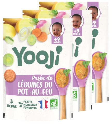 Yooji - Purée bio légumes du pot-au-feu premiers morceaux – 9 repas bébé dès 9 mois - Lot 3x480g