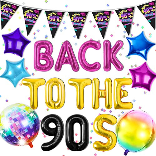 90er Deko Kit, 90er Party Deko Banner, 90er Party Girlande, Disco Party Deko, 90er Deko Balloon, Back To The 90s Folienballon, Deko 90er Jahre Party für 90er Geburtstags Disco Party
