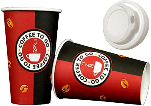 Trendsky MADE IN DE, 100 Kaffeebecher Pappe 400ml 16oz Pappbecher Coffee to go 0,4 L Becher mit Deckel