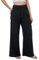 Lofbaz Femme Pantalon Large Été en Coton et Lin Fluide Palazzo Plage Taille Haute Bohème Long Pantalon de Salon avec Poches Noir 2XL