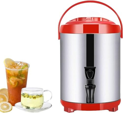 6L/8L/10L/12L Distributeur d'eau Chaude et Froide,Bouilloire Thermostat,Fontaine Isotherme Distributeur de Boisson en Acier Inoxydable,Grande Capacité,10-12 Heures,Red-6L