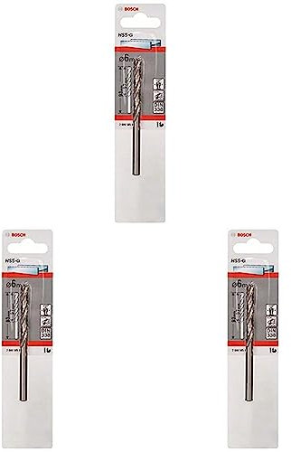 Bosch 2608585926 Din338 HSS-G Metal Drill Bit, 6.0mm x 57mm x 93mm, Silver (Pack of 3)