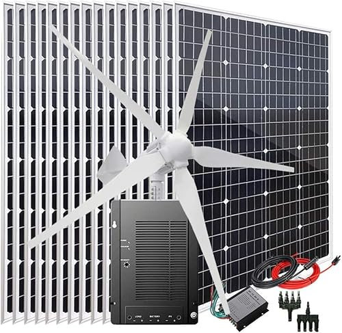 QIANMEI Solar Panel Kit 2920W Solar Panel Kit 48V Battery Charger For RV Marine Boat Off Grid System|16Pcs 120W Mono Solar Panel + 1000W Wind Turbine Generator + 40A Mppt Charge Controller