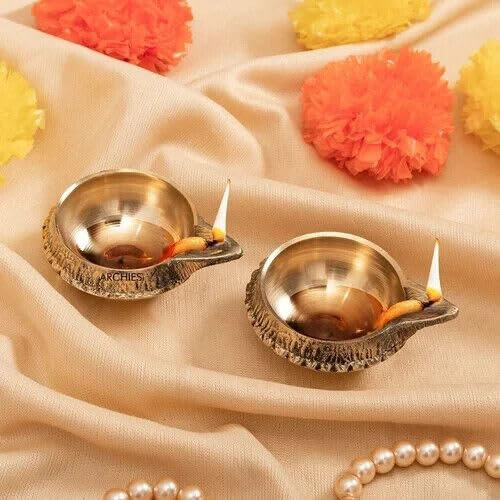Exklusive Global 3 edle Messing-Öllampen 30 g Kuber Diyas Hindu-Puja Rituale Home Aarti Religious