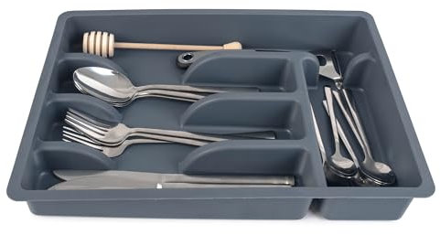 KADAX Organizador de cajones para cubiertos, organizador de cajones, organizador de cajones resistente, separador de cajones funcional, organizador de cubiertos (azul oscuro)