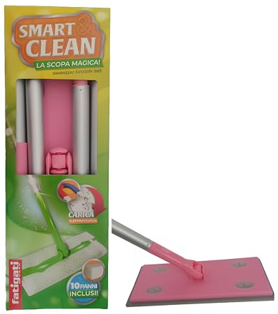 Scopa cattura polvere pavimenti con manico e 10 panni omaggio per rimuovere polvere sporco peli di animali da tutte le superfici