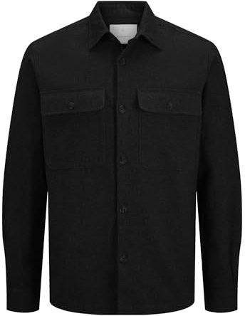 JACK & JONES Jprraymond Melange Solid Overshirt LS SN Giacca da Camicia, Black Beauty/Fit: vestibilità Comoda, XL Uomo
