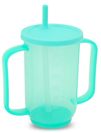 Gobelet à Bec Adulte 350ML avec Paille, avec Deux Poignées pour Patients Handicapés ou Personnes âgées, Gobelet D'aide à L'alimentation et à la Boisson de Convalescence