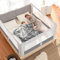 monkey mum® Barrera Seguridad niños Cama Popular 150 cm Gris, Barrera Cama 80-200 cm, barandilla Cama niño, Barrera Cama Bebe, Barra Cama Seguridad niño, Barrera Cama niños