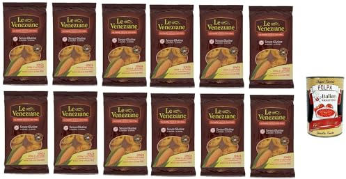 Italian Gourmet Pasta di mais Bundle glutenfreie Maisnudeln Pack 12 x 250g | Senza frumento, uova e lattosio; ideale per Alltag, schnelle Zubereitung, Gesamtnettogewicht 3 kg + Kostenlos Polpa 400g