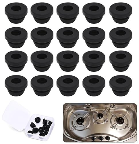 Lot de 20 œillets de poêle en Caoutchouc Camping Car Pieds en Caoutchouc Antirouille pour Supports de Casseroles Passages en Caoutchouc,pour Dometic Smev Thetford Tiges 5 mm Accessoires de Camping-Car