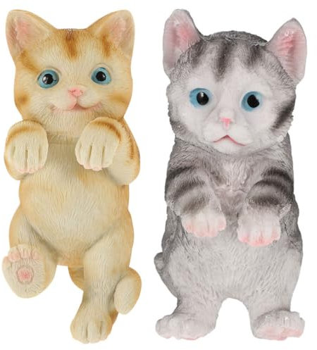 Happyyami 2pcs Resin Hanging Cat Figurines Planter Pot Hanger Miniature Fairy Garden Terrarium Flower Pot Vase Hugger Ornaments Flower Animal Pots Hanging Balcony Pendant