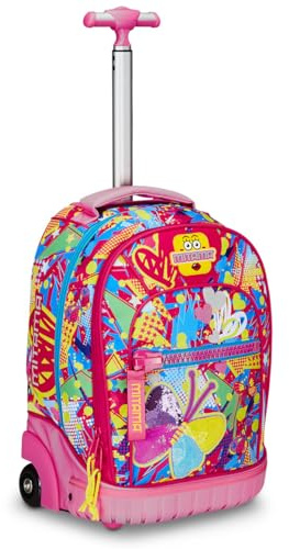 Mitama Trolley Run Scuola Butterfly,Doppio Scomparto, Rosa, Scuola Elementare e Tempo Libero, Bambina Ragazza
