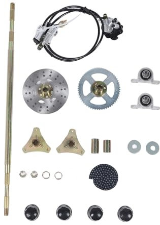 Kit de Eje Vivo Trasero Go Kart, Kit de Montaje de Eje Vivo Trasero Go Kart de 29 Pulgadas, Piñón de Eje, Cadena, Pinza de Disco de Freno, Bujes de Rueda de Repuesto para Quads