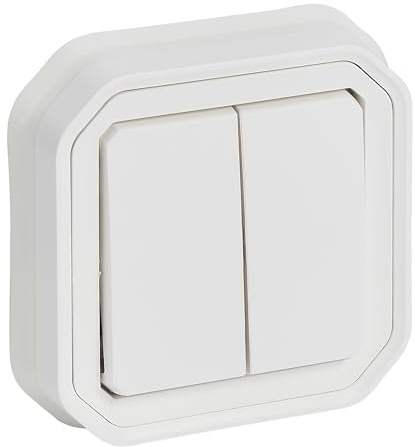 LEGRAND, Plexo New Abdeckung für Feuchtraum-Doppelwechelschalter/Doppelwechseltaster/Wechseltaster + Taster mit Wechselkontakt, umrüstbares 3 in 1 Produkt, 10A, 250V, IP55 - IK07, Farbe: Weiß, 069855L