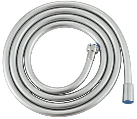 Muxios PVC Smooth Shower Hose 2.5 Meters 98 inch, Replacement Shower Pipe with Brass Connections, Flexible Anti-Twist, Silver