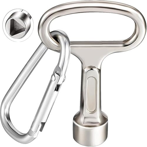 Meter Box Key and Key Chain - Triangular Silver Utility Key with Clip for Easy Access - Durable Silver Key for Gas, Electric, and Utility Box Locks