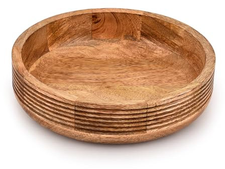EDHAS Saladier en bois de manguier fait à la main pour décoration de table, pièce décorative unique pour la maison ou le bureau (25,4 x 25,4 x 6,3 cm)