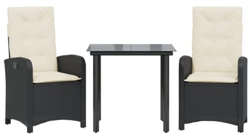 HETFTJN Eckbank Mit Tisch Lounge Möbel Outdoor Terassenmöbel Außen Balkonmöbel Kleiner Balkon - 3-TLG. Garten-Essgruppe mit Kissen Schwarz Poly Rattan für Terrasse Restaurant Garten Balkon