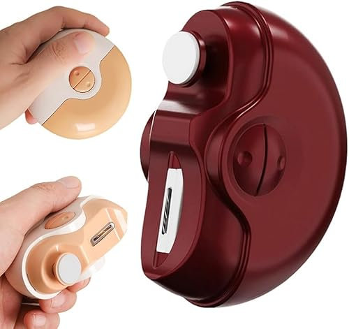 Red 2 in 1 Electric Nail Clippers - Automatic Toenail Trimmer with 2 Adjustable Speeds for Seniors, Kids, Adults