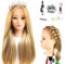 Schaufensterpuppe Kopf 26Inch Weiblich 80% Echthaar Friseur Kosmetologie Schaufensterpuppe Schaufensterpuppe Ausbildung Kopf Haar Puppe Kopf mit Tischklemme Halter (27#, 26Inch)