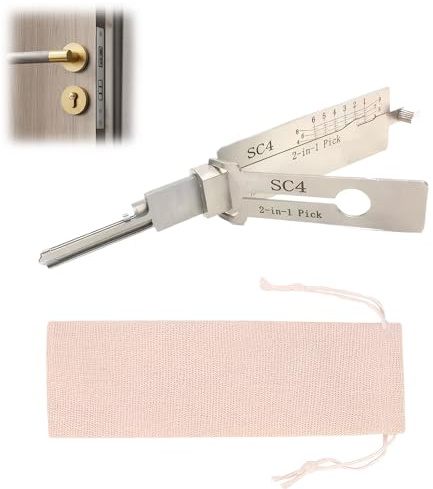 Schlüsseldecoder Aus Edelstahl,Schlüsseldecoder Master Key Decoder,SC4 Edelstahl Schlüssel Decoder Auto Lock Pick Stainless Steel Master Key Decoder mit Aufbewahrungstasche für Türschlösser