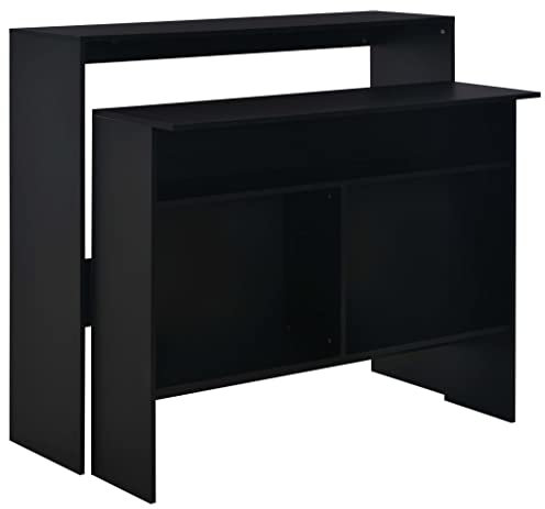BOWEKAM Home & Garden Bartisch mit 2 Tischplatten Schwarz 130x40x120 cm Möbelwahl