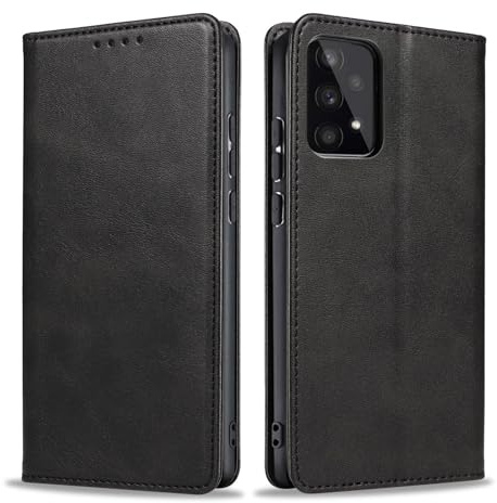 LBH Handyhülle Smartphone-Hülle für Samsung Galaxy A33 5G Klapphülle Magnetverschluss Kartenfächer Geldfach Standfunktion Case Etui Rundumschutz Schutzhülle Schwarz