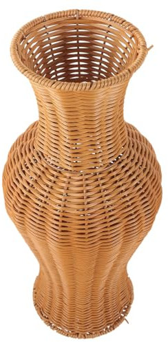 TOGEVAL Moderne Vase Einfache Und Einzigartige Imitation Rattan Bodenvase Für