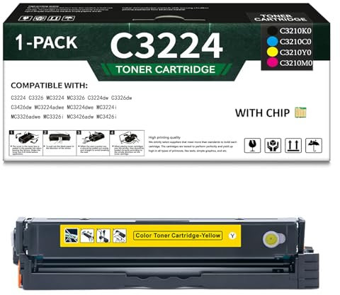 CMADJT C3224 C3326 Tonerkartuschen-Kombipack mit hoher Reichweite, Ersatz für Lexmark C3426 MC3224 MC3326 C3224dw C3326dw C3426dw MC3224adwe MC3224dwe-Seriendrucker, mit Chip,Y-C3224