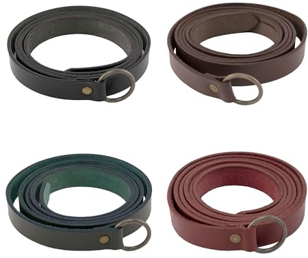 Vehi Mercatus Mittelalter Gürtel- Leder - 2,2 cm breit - in Rot, Grün, Braun, Schwarz - Messingschnalle oder Ring- für Wikinger, LARP, Reenactment, Alltagsgebrauch (Eisenring, Braun, 160cm)