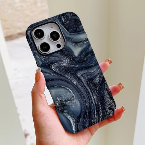 GXZJFC Handyhülle mit schwarz-weißem Marmormuster für iPhone 16 15 14 13 12 11 Pro Max Plus, doppellagige Rückseite, 1, für iPhone 16 Pro