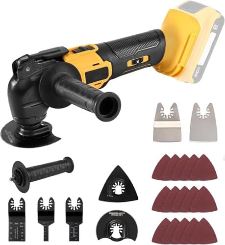 Cordless Oscillating Tool for Dewalt 20V Battery, Brushless Multifunctional Oscillating Tool with 6 Speed with 23 Accessories for Cutting, Carving, Sanding and Drilling (NO Battery)