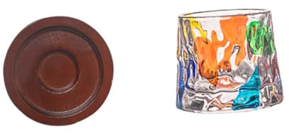 Hohopeti Bicchiere Whisky con Base Rotante Design Dipinto a Mano Tazza Multiuso per Cocktail Vino e Distillati Vetro Resistente e Facile da Pulire