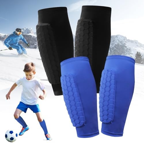 2 Paire de Protège Tibias de Football, Protege Tibia Foot Enfant, Manchon de Protection des Mollets, Ski Shin Guards, Protège Tibia Foot Enfant, Football Shin Guards, Protection Tibia Ski pour Enfants