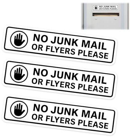 10pcs No Junk Mail Sticker for Letterbox Door Or Window(150 X 40mm),White Minimalist Style,Weatherproof Removable & Wipeable,Helps Reduce Nuisance Junk Mail and Leaflets