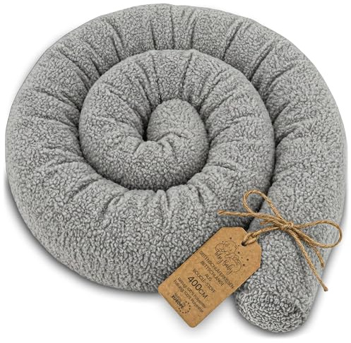 Totsy Baby Seitenschläferkissen Bettschlange Body Pillow 400 cm Bouclé - Kopfkissen lang Bettrolle Schlafkissen Nackenrolle Zertifikat Oeko-Tex Hellgrau D